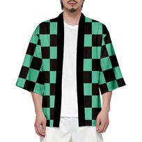 Aukštos kokybės kvėpuojantis Anime Demon Slayer Kimetsu No Yaiba Kamado Nezuko Cosplay laisvas Haori paltas Viršutiniai drabužiai Wine Tomioka Giyuu Tops,2XL beige