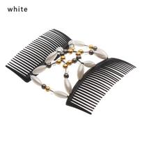 Ladies Women Bun Maker Stretch Beaded Hair Clip Elastic Hairpin Double Comb Magic Hair Comb balta