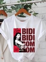 Selena Quintanilla Bidi Bidi Bom Bom Graphic Print Plus Size Tshirt Casual Shortsleeved Unisexs Springsummer Wear Y2k Top 4XL gray