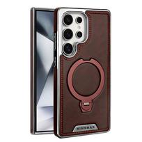 Compatible with Samsung S26ULTRA Phone Case: 360° Rotating Magnetic Bracket with Premium Leather Texture for S25/S24PLUS, Full Coverage S26 ruda