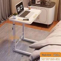 USB LED Light & Fan Table: Adjustable, Portable, Multi-Functional Bedside Solution for Seniors Bedside Table white