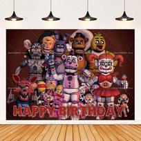 FNAF Five Nights Horrible Birthday Party Decoration Background Horrible Party Supplies Banner Photography Backdrop Boy Room Deco 47.2x31.5inch/120*80cm gray