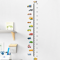 Vaikų ūgio matuoklė ant sienos 180 cm, automobilio motyvo sienų lipdukas, ūgio matavimo liniuotė ant sienos