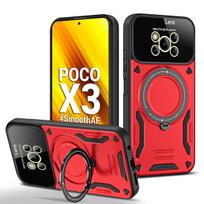 Skirtas Xiaomi Poco X3 NFC dėklas Magsafe magnetiniam belaidžio įkrovimo dėklui PocoX3 X3 X 3 Pro žiediniam stovui telefono galinis dangtelis For Poco X3 raudona