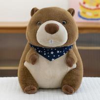 Scarf Groundhog Plush Toy Scratch Doll Children's Sleeping Pillow Activity Gift Pillow 22cm【0.18kg】 black