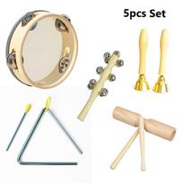 Kūdikių muzikos žaislų rinkinys Kastanetės Smėlio plaktukas Tamburinas Trikampis Dvigubas skambalas Orff mušamųjų instrumentų rinkiniai Montessori žaislai