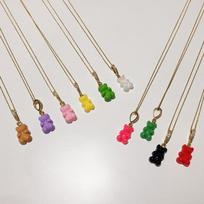 925 Silver Haribo Bear Necklace Pendant (String Not Included) Green gray