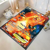 Potdemiel Japanese Anime Pokemon Charizard Card Pattern Carpets Bedroom Mats Rug Bedroom Decor Carpet Crawl Mat Christmas Gift 40cm x 60cm orange