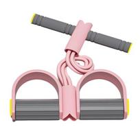 Pedal Resistance Bands with Handle 4/6-Tube Elastic Yoga Pedal Puller Resistance Band Manual Tension Rope for Abdomen Waist Arm Leg Stretching S rožinė