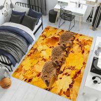 Fashion Autumn Leave Cute Hedgehog Family Bedside Rug Kitchen Bath Floor Mat Hallway Balcony Carpet Entrance Doormat Decor Home 40cm x 60cm orange