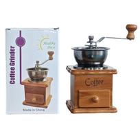 Manual Coffee Grinder Hand Crank Ceramic Burr Mill Home Barista Lightweight Vintage Style Small Wooden Box
