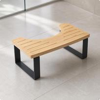 Tualeto kėdutė su medine sėdyne Maža kojų atrama Kompaktiškas medinis Wood beige