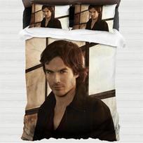 Duvet Cover Damon Salvatore Bed HorrorVampire Fan Item Bedding Sets Children 2-Piece Soft Microfibre Quilt Cover for Adults 135x200cm black