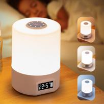LED Touch Table Lamp With Built-in Clock & Alarm, Rechargeable, Stylish Lamp balta