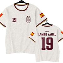 Ispanijos komanda 2026 Yamal žaidėjo versijos futbolo marškinėliai, greitai džiūstantis trumpomis rankovėmis T-shirt, vyriški, moteriški ir vaikiški šeimos T-shirt'ai 3D S white