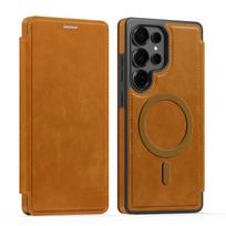 Suitable for Samsung S25 Ultra Soul Shield Magnetic Sucking Phone Case S24FE Card Anti fall S23PLUS Protection Case Galaxy S25 brown