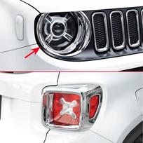 Chrome Head + Tail Light Cover For Jeep Renegade 2015 2016 2017 2018 Headlight Taillight Surrounds gray