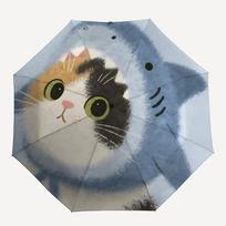 1pc Cat Whiskers Automatic Open/Close Umbrella Compact Folding Umbrella, All-Season Portable Umbrella for Women/Men F1124025 gray