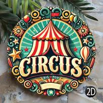 Vintage Circus 2D Metal Art Sign Striped Tent Star Home Office Cafe Decor 20x20 blue