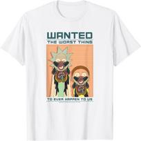 Rick and Morty Wanted T-Shirt S balta
