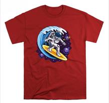 Wave Surfing in Space Mens Tracksuit Tshirt Cotton Shortsleeved Tops Crew Neck Pullover Sportswear Harajuku Retro Streetwear 3XL blue