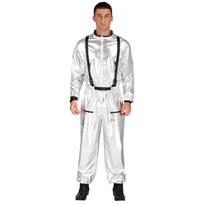 Vyriškas astronautų vaidmenų žaidimo kostiumas Metalinis blizgus aukštu kaklu ilgomis rankovėmis kombinezonas Užtrauktuku užsegamas bodis Helovino apranga S sidabras