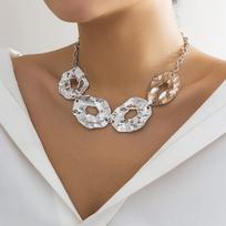Jewelry Personality Metal Irregular Liquid Fluid Necklace Design Sense Disc Ladies Geometric Necklace brown