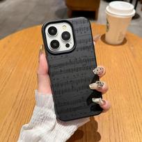 Vintage Music Score Pattern Lychee Soft Phone Case For iPhone 17 Air 16 15 14 13 12 11 Pro Max 15 14 Plus X XR Shockproof Cover iPhone 13 gray