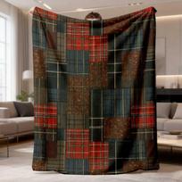 2026 New Flannel Blanket Release - Luxurious Plaid Design, Ultra Soft And Warm All-Season Bed Cover Featuring a Cozy Tartan Pattern in Deep Red, Brown 75X95CM black