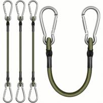 Bungee gumos su karabinais 30/60/90/120cm, 8mm, bagažo tvirtinimui ir palapinei, žalia M