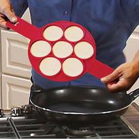 7 Holes Silicone Mold Pancake Maker Nonstick Egg Ring Maker Kitchen Baking Cooking Mold Cooking Tools red