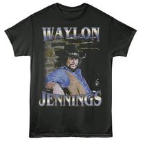 Waylon Jennings Outlaw kantri dainininkas rūkantis cigarą Faded Bricks vyriški marškinėliai 2XL gray