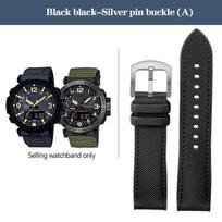 Nailono ir gumos dugnas Laikrodžio apyrankė Casio PROTREK serijai PRG-600YB PRG-650 PRW-6600 Drobės ir silikono Laikrodžio apyrankė Sportinė juosta 24mm 24mm black