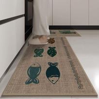 Kitchen Floor Mat Anti-slip Backing Carpet Animal Pattern Wear-resistant Foot Mats Soft Laundry Room Rugs Hallway Balcony Rug 50X80cm gray