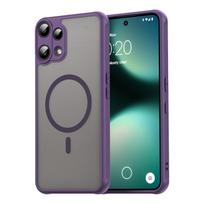 Frosted Shield Shockproof Case For Nothing Phone 3A Lite Magnetic Wireless Charging Soft TPU Frame Hard Plastic Protective Cover NothingPhone 3A Lite violetinė