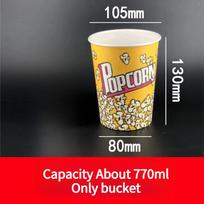 Large Capacity Popcorn Bucket Disposable Food Grade Paper Bucket Thickened Packag Box for Cinemas Oil Proof and Leak Proof Snack Packaging Container Only bucket 50pcs black