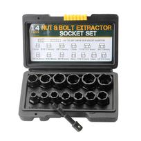 14Pcs Bolt Nut Extractor Kit Lug Nut Removal Extractor Screw Remover Broken Lug Nut Extractor For Damage Nut Bolt 1 black