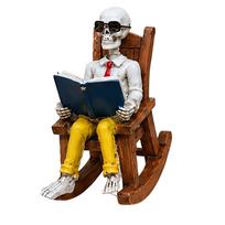 Skeleton Ornament for Rocking Chair Halloween Home Decor Figurine One Size black