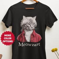 Meowzart Unisex Tee Shirt, Funny Mozart Cat Graphic Musician T-Shirt, Classical Music Tshirt 110 gray