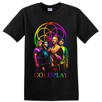 Coldplay Rock Band Rainbow Portrait T Shirt Colorful Music Fan Graphic Art Tee S black
