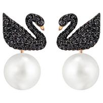 Swarovski Ikoniški gulės auskarų papuošalai Rožinio aukso spalvos Juodas kristalas 5193949 juoda