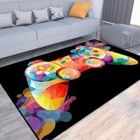 Žaidėjų neslystantis kilimas Žaidimo pultelio raštas Juodas kilimas žaidimų kambariui, miegamajam, svetainei Grindų kilimėlis Vandeniui atsparus Lengvai valomas 50X80CM black