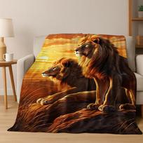 26 Stiliaus Laukinio Gyvūno Liūto Žvėries Animacinis Flanelinis Antklodė, Šilta Jauki Minkšta Antklodė Namams Miegamajam Lovai Sofai Piknikui Vaikams 75x90cm brown