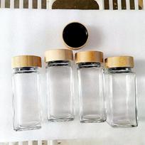 Bamboo Lid Glass Spice Jars with Accessories (12-Pack)