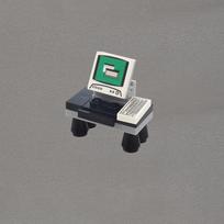 MOC 1PCS Mini Office Computer Desk Keyboard Constructing Blocks Kit Display Screen Works For Children Present featuring Figures Bricks Playthings gray