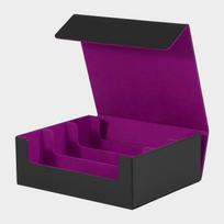 Trading card storage box, can hold 1800+ single decks, magnetic closure PU leather card box, games collection card case black