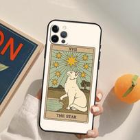 Tarot Card Cute Art Cats Funda Case For iPhone 14 15 16 Pro Max 11 12 13 Pro Max Mini XR 16 15 Plus 16e Phone Cover For iPhone XR white
