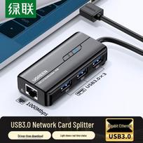 UGREEN USB 3.0 to Gigabit Ethernet & 3-Port USB Hub gray