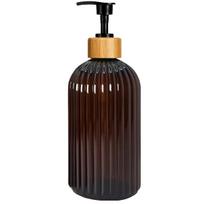 500 ml sustiprintas dryžuotas stiklinis buteliukas su pompos dozatoriumi skystam muilui, šampūnui, losjonui laikyti, daugkartinis indas vonios kambariui, virtuvei One Size žalia