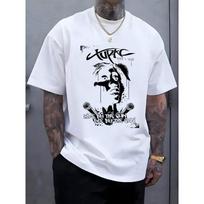 Rap Legend Print Men'S Top, Casual Short Sleeve Round Neck T-Shirt, Suitable for Summer And Spring, Men'S Summer Outdoor Wear S balta